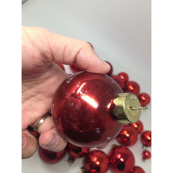 33 Red Shiny Christmas Tree Ornaments - Picture 8 of 13